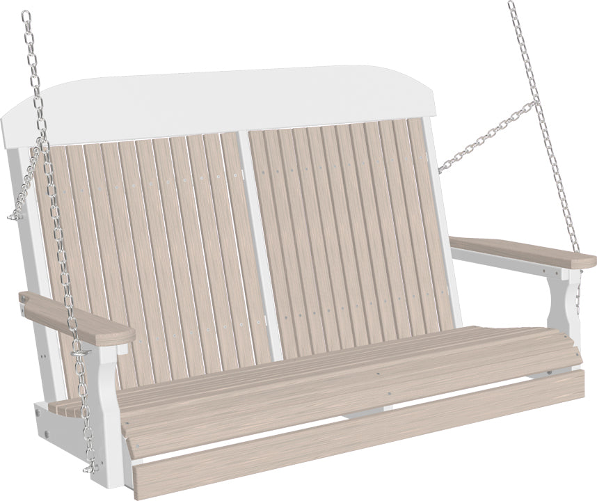 LuxCraft 4' Classic Swing - Premium Woodgrain Line - front view in birch and white