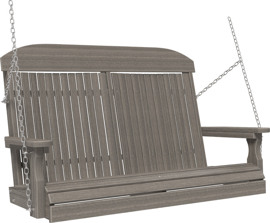 LuxCraft 4' Classic Swing - Premium Woodgrain Line - front view in coastal gray