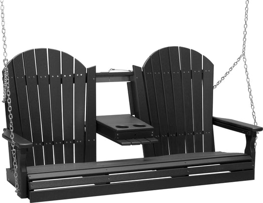 LuxCraft 5' Adirondack Swing - front view in black