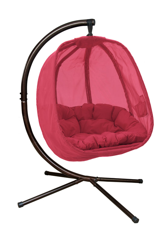 FlowerHouse Hanging Egg Chair with stand - in color red front view